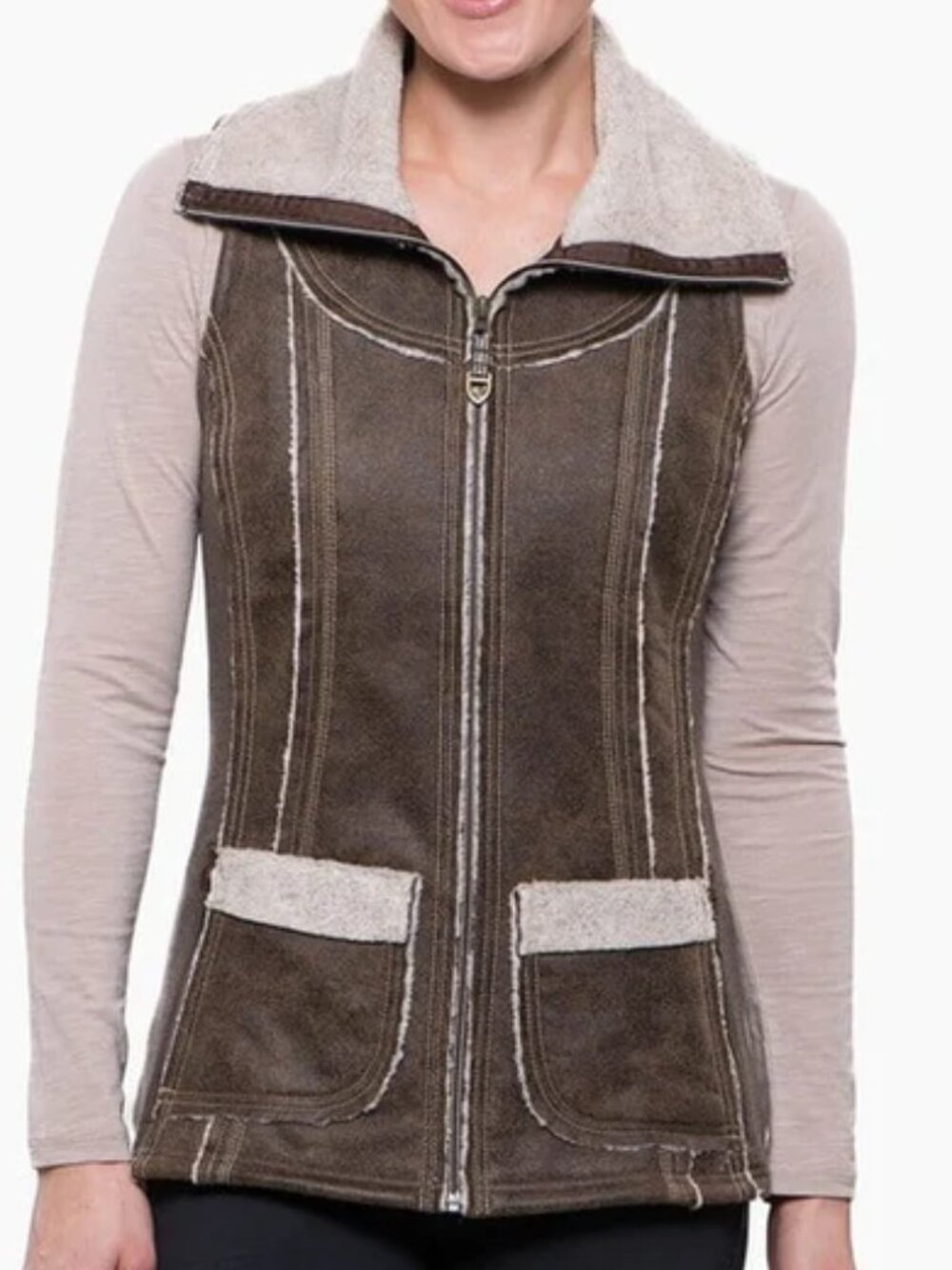 Kuhl Dani Sherpa Brown Vest with Cream Faux